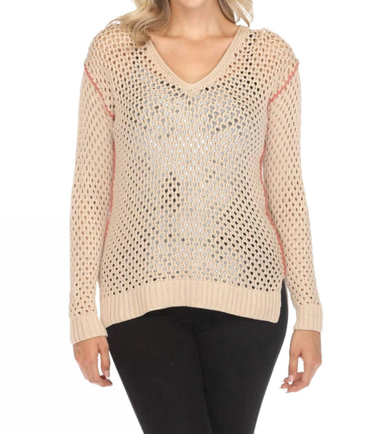 Johnny Was Theresa Häkel-Pullover Top Beige XSmall 2