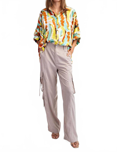 eesome Tie Dye Button Down Blouse Multi Large 2