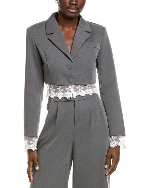 Gracia Crop Blazer Gris Large 2