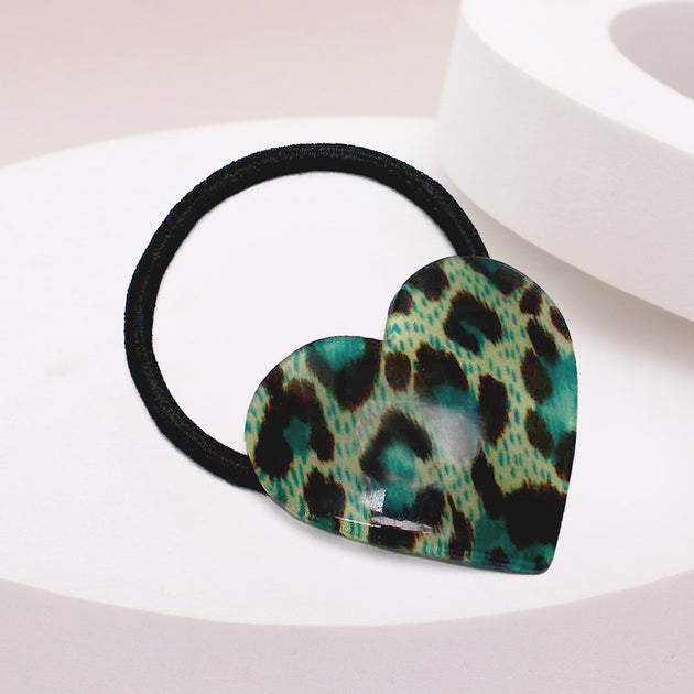 FASHNZFAB Heart Leopard Print Hair Band Black 2