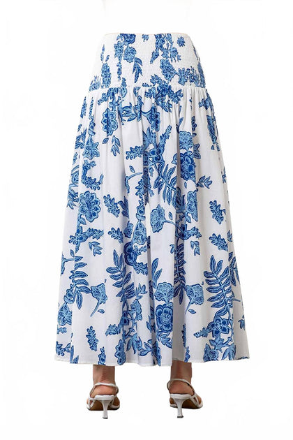 Moon River Midi Skirt Blue Multi Small 3