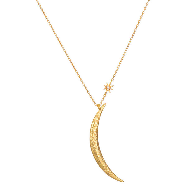 Satya Jewelry Illuminated Path Gold Moon Necklace Gold 3