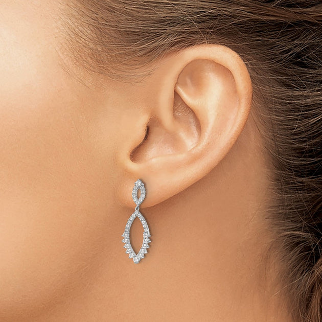 Diamond2Deal Lab Grown Diamond Teardrop Dangle Earrings Silver 4