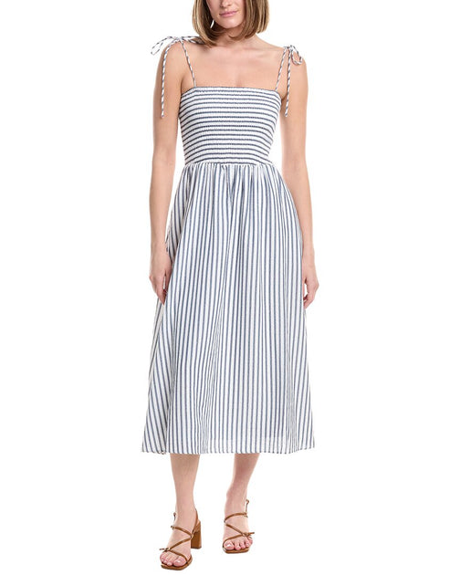 Julia Jordan Striped Seersucker Midi Dress Navy US 16 2
