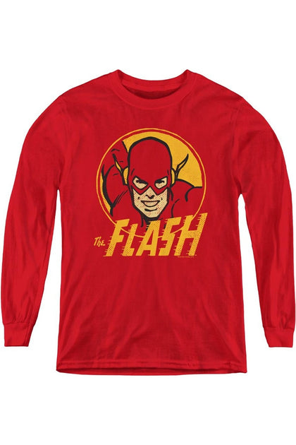 Gildan DC Comics Flash Circle Youth Long Sleeve T-Shirt Red Medium 2