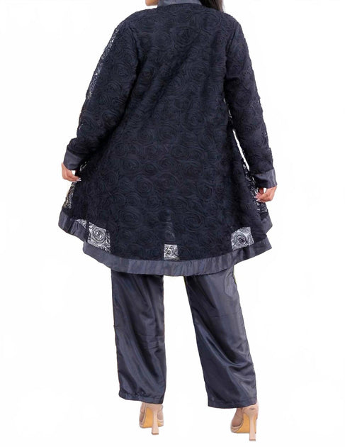 Karen T Design Button Down Tunic And Straight Leg Pant Set Black 1X 4