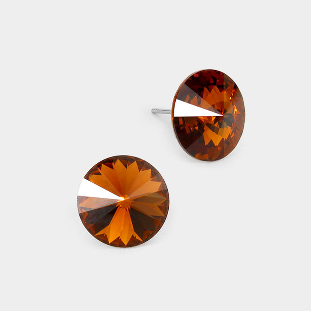 FASHNZFAB Crystal Stud Earrings Green 15mm 5