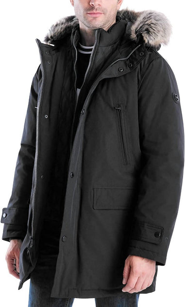 MICHAEL KORS Men s Mmk791896 Heavyweight Hooded Snorkel Parka Coat With Bib In Black ShopSimon