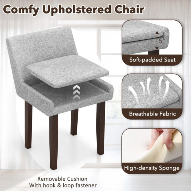 Hivvago 3-Piece Accent Table and Chair Set Grey 4