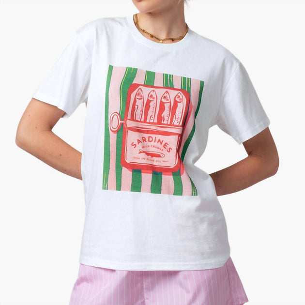 Urban Daizy T-shirt Sardine Graphic Blanc Medium 2