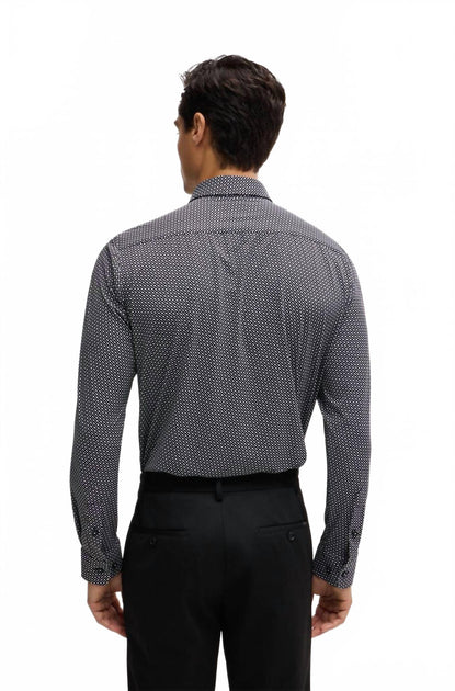 Hugo Boss Technical Stretch Monogram Shirt Black Large 3