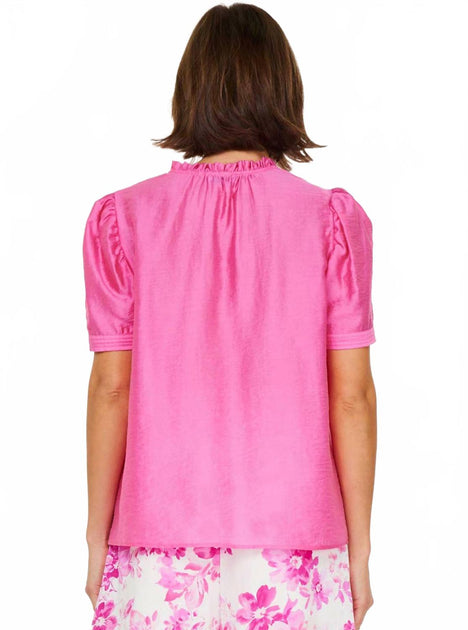 Current Air Half Sleeve Ruffled Blouse Pink Small 3