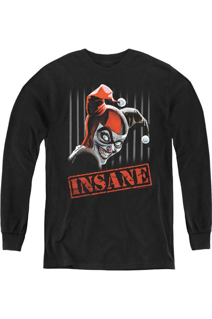 Gildan Batman Insane Youth Long Sleeve Tee Black Medium 2
