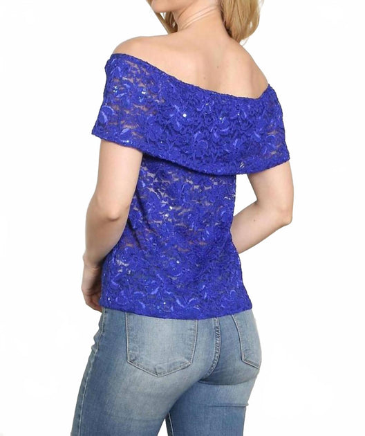 WESTMOON Off Shoulder Lace Top Purple Small 3