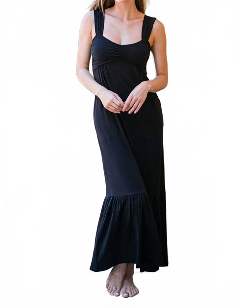 Yala Cleo Babydoll Bamboo Maxi Dress Blue XSmall 2