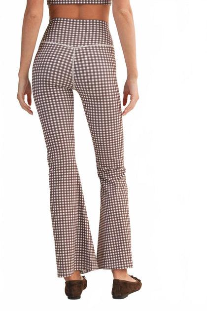 Kimberly C Gingham Print High Waist Crossover Flare Legging Red Small 3