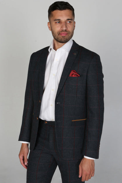 Paul Andrew Madrid Check Tweed Blazer Black US 52 2