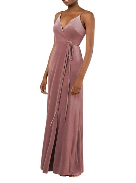 Sorella Vita Romantic Velvet Floor-Length Bridesmaid Dress With Wrap Detail In Gardenia | ShopSimon Sorella Vita Romantic Velvet Floor-Length Bridesmaid Dress With Wrap Detail In Gardenia | ShopSimon