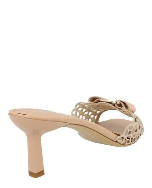 Ferragamo Glo Bow Mules Beige US 10 4