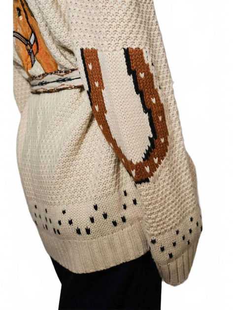 Blue B Saddle Stitch Cardigan Beige Small 4