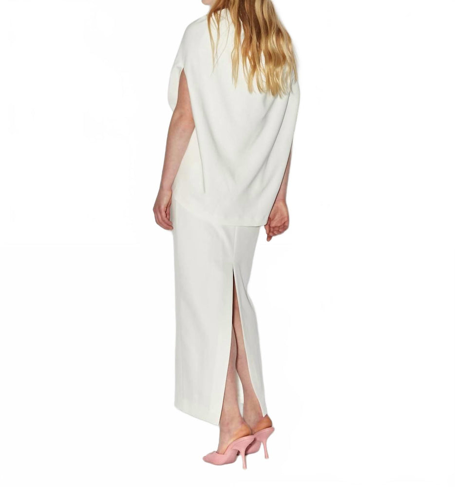 Bernadette Ruched Waist Cape Dress In Cream Ivory