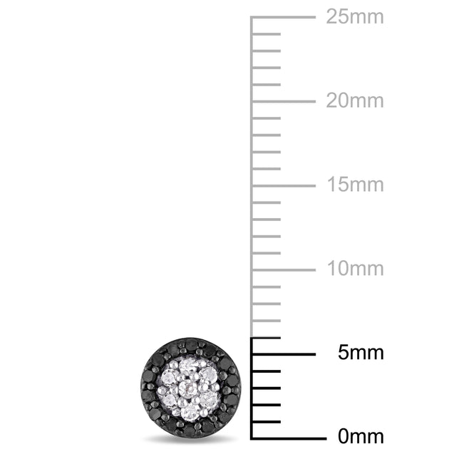 Mimi & Max 1/4ct TW Black and White Diamond Cluster Stud Earrings Black Female 4