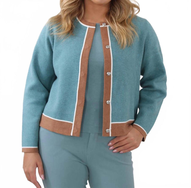 MARBLE Trim Cardigan Vert Large 2