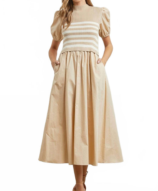 Polygram Leonora Knit Dress Beige Small 2