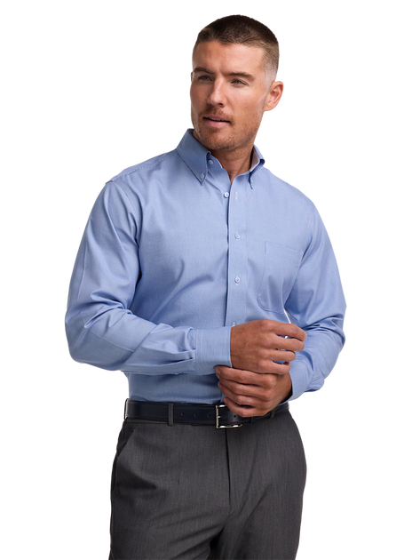 Paul Fredrick Houndstooth Dress Shirt Blue US 16.5 3