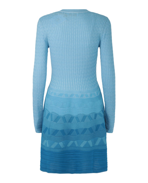 M Missoni Wave-Pattern Long Sleeve Dress Blue Large 4