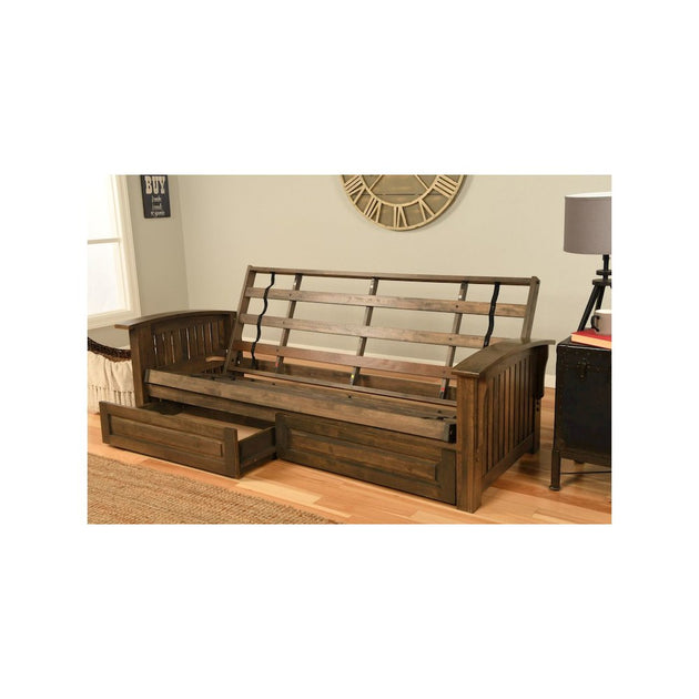 Canapé Lit Futon Kodiak Washington Rustic Walnut Linen Aqua 4