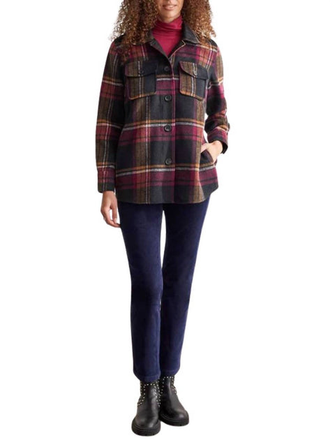 TRIBAL Mid Length Plaid Shacket Multi Large 2