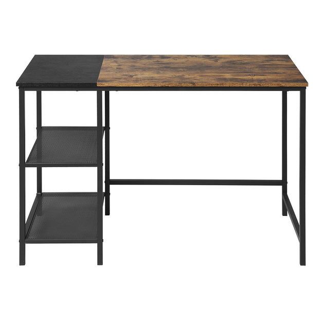Hivvago 43" Brown and Black Wood and Metal H-Shape Computer Desk 4