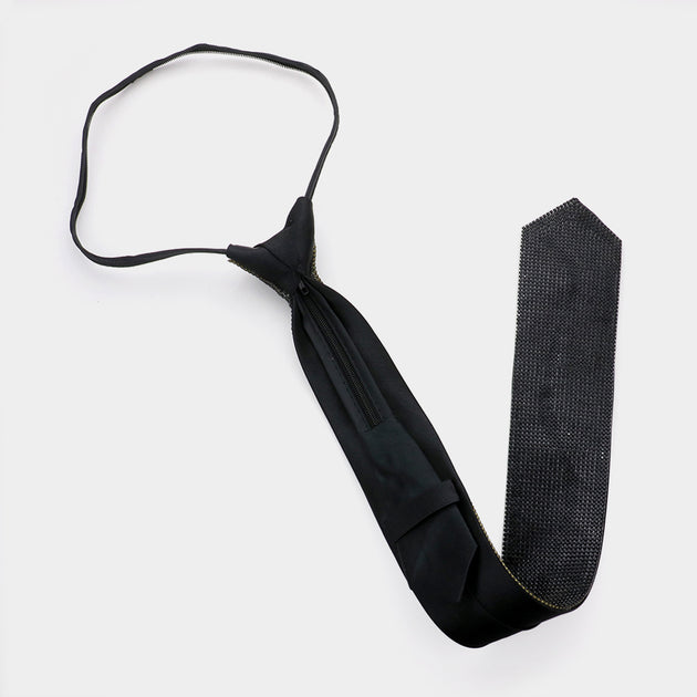 FASHNZFAB Bling Neck Tie Necklace Black One Size 3