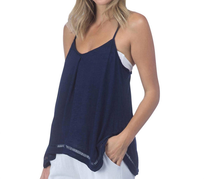 Dragon Pleat Front Easy Tank Top Blue Small 2