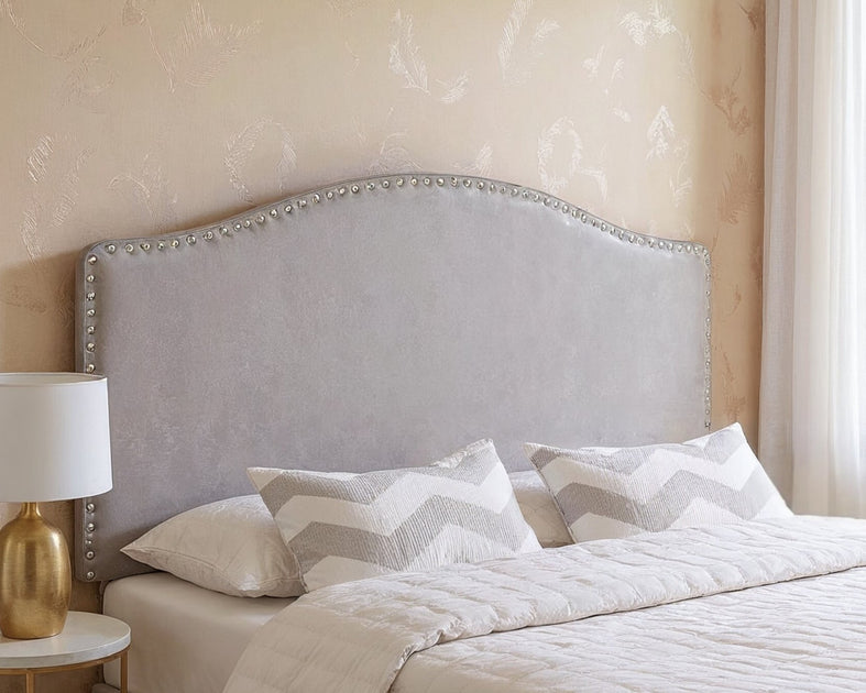 Hivvago Upholstered Arched Queen Headboard Gray 2