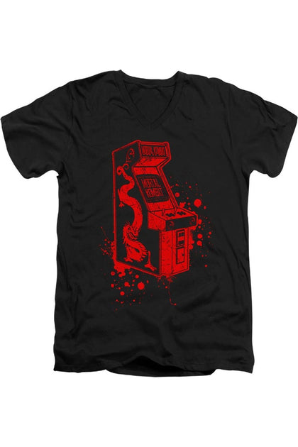 Gildan Mortal Kombat Klassic Insert Coin V-Neck T-Shirt Black Small 2