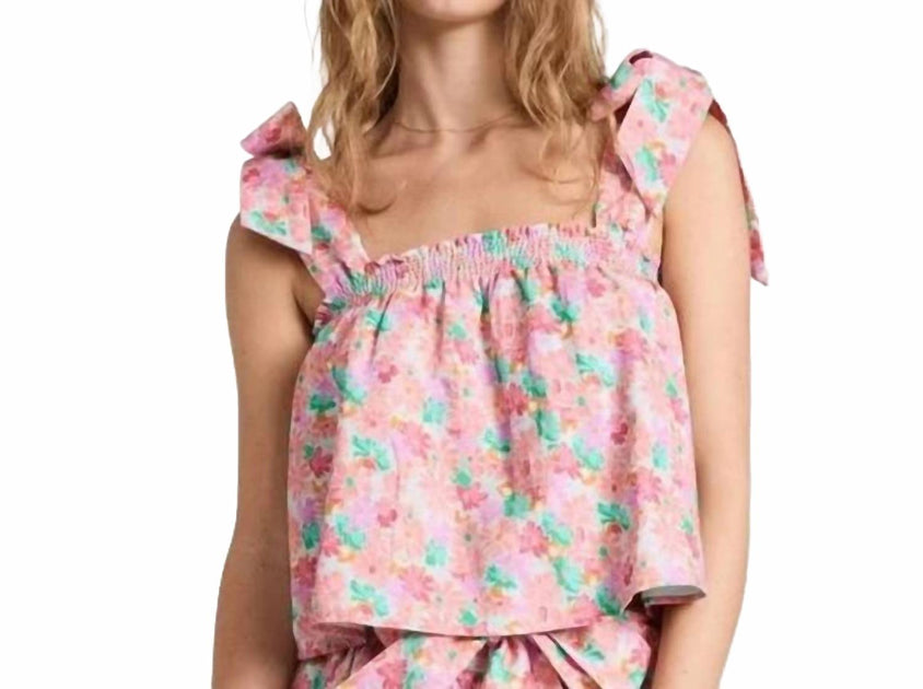 SOMETHING NAVY Floral Tie Shoulder Top Multi Mittel 2