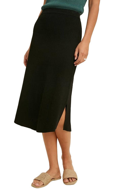WISHLIST Gerippte Midirock Strickrock Schwarz Medium 4