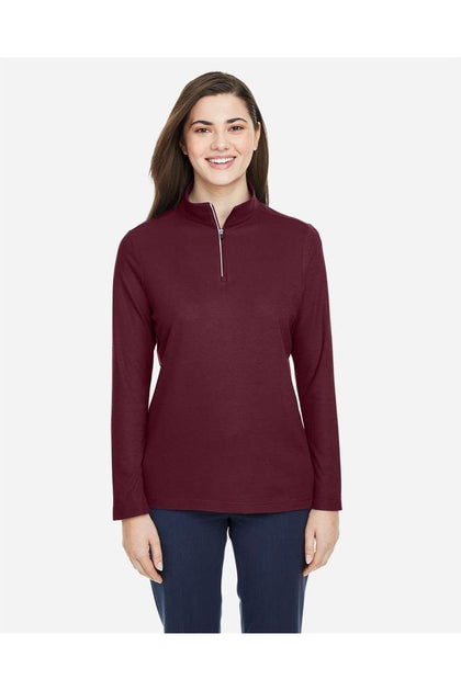 CORE365 Women's Fusion ChromaSoft Pique Quarter-Zip Pullover Red Large 2
