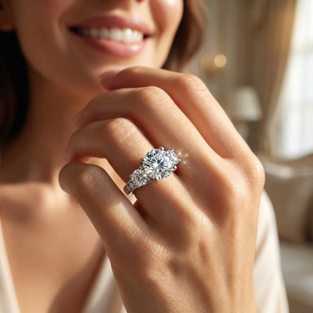 Pompeii3 Round Cut Diamond Engagement Ring 14k Gold US 7.5 4