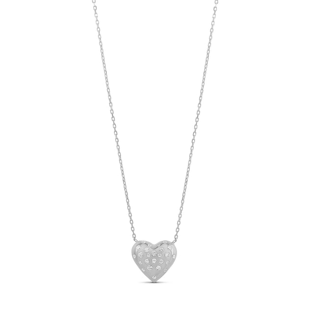 SHYMI Scattered Stone Puffy Heart Necklace Gold 2
