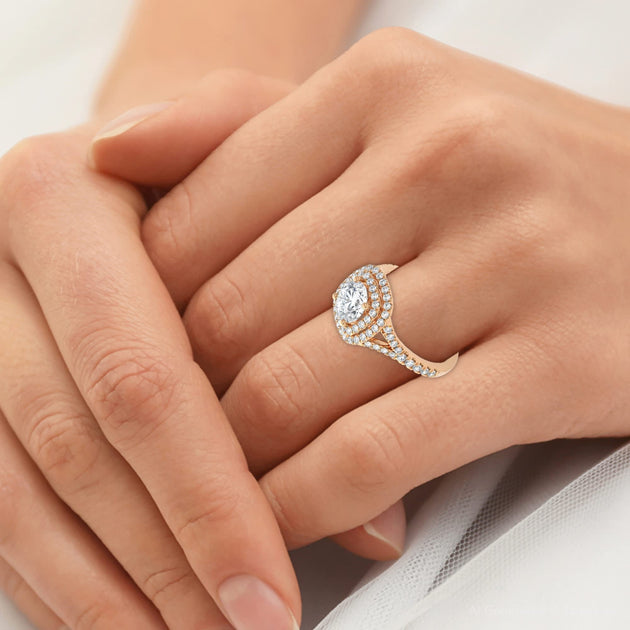 Pompeii3 Cushion Halo Diamond Engagement Ring 14k Gold US 10.5 6