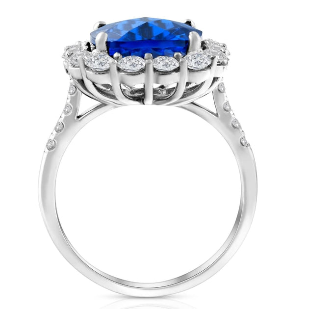 Pompeii3 Halo Sapphire Ring White Gold US 8 3