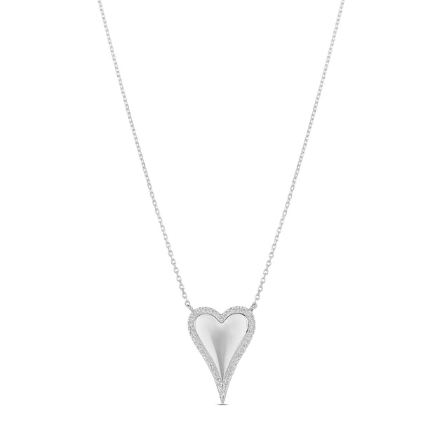 SHYMI Pavé Outline Heart Necklace Silver 3