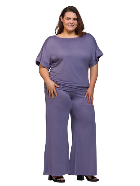 24seven Comfort Apparel Plus Ensemble Deux Pièces Marron 2X 3