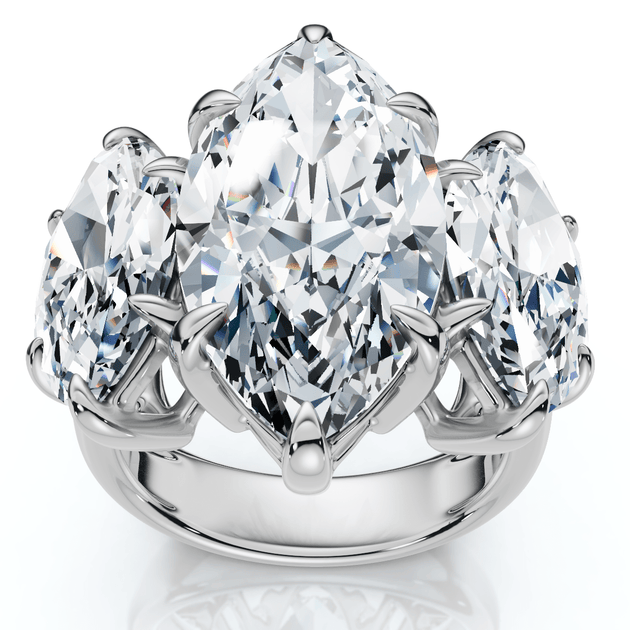 Pompeii3 3-Stone Marquise Diamond Engagement Ring 10ct US 6 2