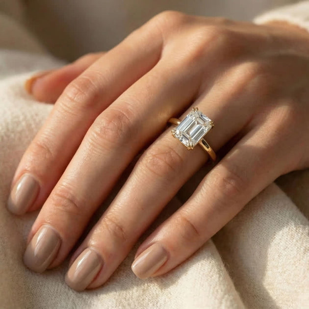 Pompeii3 6Ct Emerald Cut Diamond Solitaire Ring 14k Gold US 4.5 4