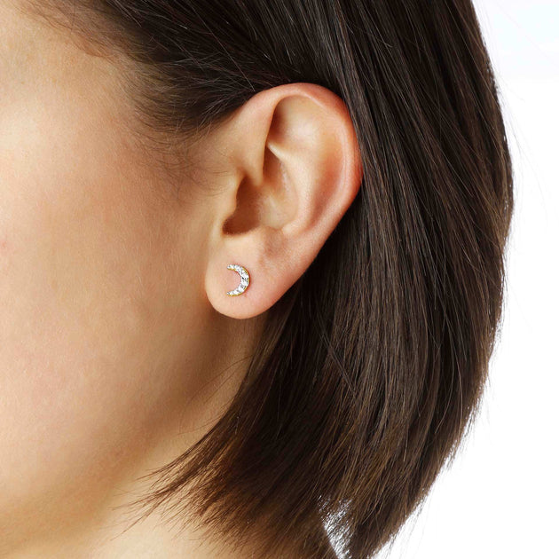 Autentica Crescent Moon Stud Earrings Multi 4
