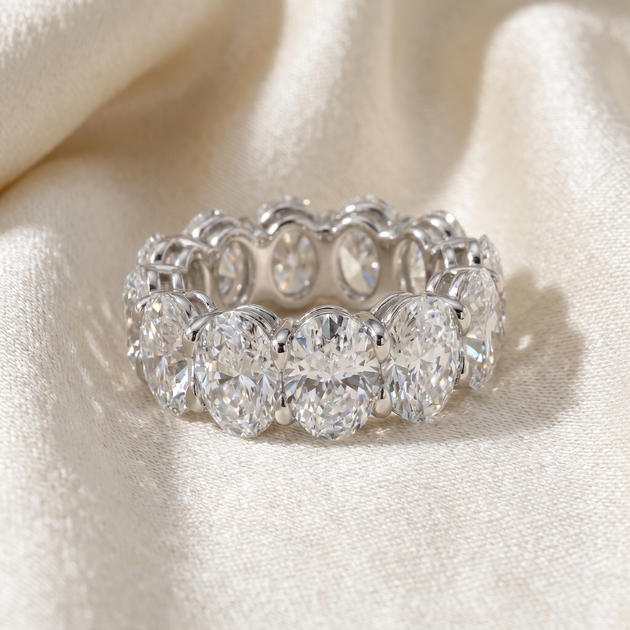 Pompeii3 Oval Diamond Eternity Ring 14k Gold Silver US 5 4